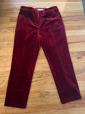 LOFT Burgundy Velvet Straight Leg Pants